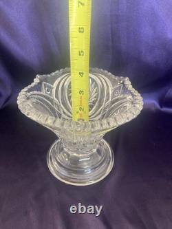 ANTIQUE Punch Bowl Set Hobstar Flower & Arches Imperial Glass Bowl & Stand