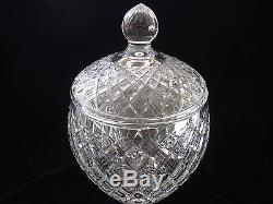 ANTIQUE WATERFORD CUT CRYSTAL PUNCH BOWL WithCOVER 13H, EXCELLENT CONDITION