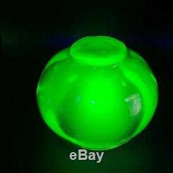 ART DECO Bohemian Czech Green Uranium Vaseline Glass Large Punch Bowl Pot 1920's
