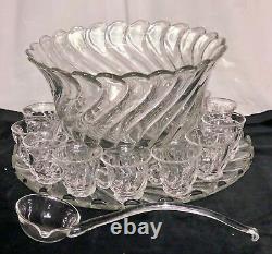 AWESOME Fostoria COLONY CRYSTAL 19 pc HUGE PUNCH BOWL SET HARD TO FIND