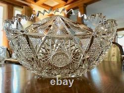 Abp American Brilliant Argo Princeton Punch Bowl Empire Cut Glass