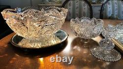 Abp American Brilliant Argo Princeton Punch Bowl Empire Cut Glass