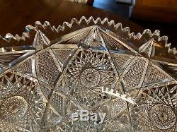 Abp American Brilliant Argo Princeton Punch Bowl Empire Cut Glass Museum Quality
