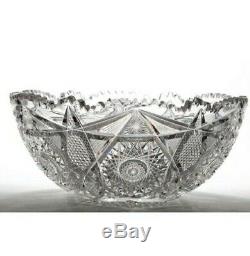 Abp American Brilliant Argo Punch Bowl Empire Cut Glass Stunning Huge