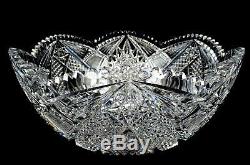 Abp American Brilliant Cut Crystal Hobstar Fan Arches Large 12 Punch Bowl 1860