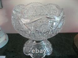 Abp Cut Glass Punch Bowl On Stand Amazing Price Very Heavy