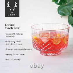 Admiral Crystal Punch Bowl Vintage Style Glass Punch Bowl for Parties Servew