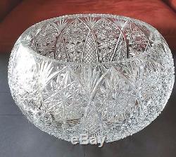 Am Brilliant Cut Glass large Rose Bowl or Punch Bowl Huge and Beautiful