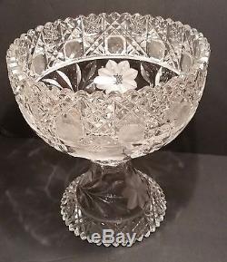 Am Brilliant cut glass large punch bowl or centerpiece bowl with cut glass base