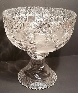 Am Brilliant cut glass large punch bowl or centerpiece bowl with cut glass base