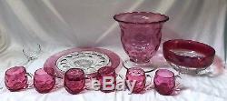 Amazing Giant FENTON Punch Bowl Set with 6 Matching Cups, Bowl, and Plate RARE
