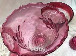 Amazing Giant FENTON Punch Bowl Set with 6 Matching Cups, Bowl, and Plate RARE