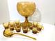 Amber Glass Pedestal Punch Bowl Set Mid Century Modern Empoli 1960s