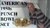 American 1950s Punch Bowl Set Brown Glass Rare