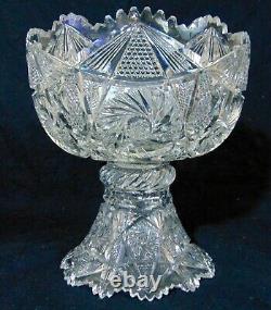 American Brilliant ABP Cut Glass Punch Bowl and Base Pinwheels Buzzstar 12