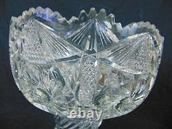 American Brilliant ABP Cut Glass Punch Bowl and Base Pinwheels Buzzstar 12