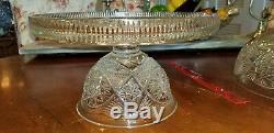 American Brilliant CUT GLASS Pedestal Covered Cake Stand/Dome/ Punch Bowl