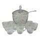 American Brilliant Crystal Cut Glass Punch Bowl Set