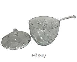 American Brilliant Crystal Cut Glass Punch Bowl Set