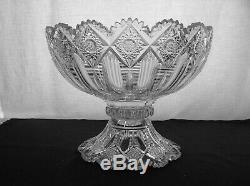 American Brilliant Cut Glass 2 Part Punch Bowl Signed Hawkes In Brunswick