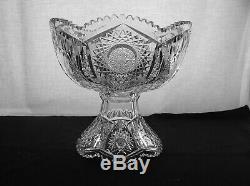 American Brilliant Cut Glass 2 Part Small Punch Bowl In Keystone By Fry