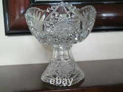 American Brilliant Cut Glass 2 part Punch Bowl