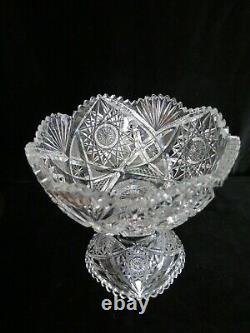 American Brilliant Cut Glass 2 part Punch Bowl