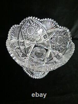 American Brilliant Cut Glass 2 part Punch Bowl