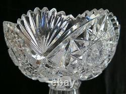 American Brilliant Cut Glass 2 part Punch Bowl