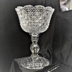 American Brilliant Cut Glass 2pc Punch Bowl India by Bergen candlestick base