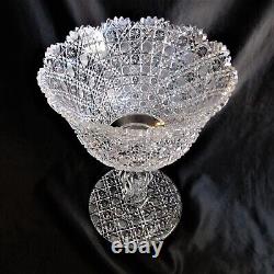 American Brilliant Cut Glass 2pc Punch Bowl India by Bergen candlestick base