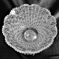 American Brilliant Cut Glass 2pc Punch Bowl India by Bergen candlestick base