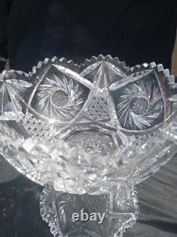 American Brilliant Cut Glass ABP Punch Bowl 9.5 Tall 10 Across