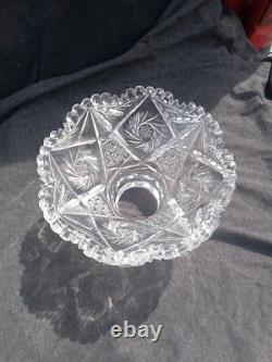 American Brilliant Cut Glass ABP Punch Bowl 9.5 Tall 10 Across