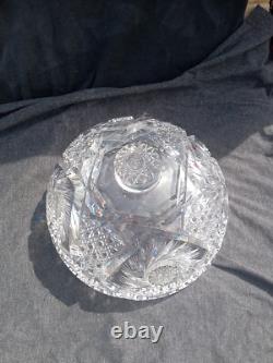American Brilliant Cut Glass ABP Punch Bowl 9.5 Tall 10 Across
