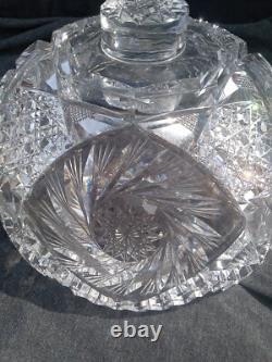 American Brilliant Cut Glass ABP Punch Bowl 9.5 Tall 10 Across