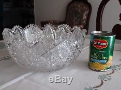 American Brilliant Cut Glass Bowl LARGE Fruit/Punch Bowl