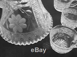 American Brilliant Cut Glass Complete 2 Part Punch Bowl Set With 12 Cups