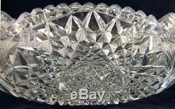 American Brilliant Cut Glass Crystal Pedestal Fruit Egg Nog Punch Bowl Hobstars