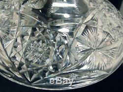 American Brilliant Cut Glass Crystal Pedestal Fruit Egg Nog Punch Bowl Hobstars