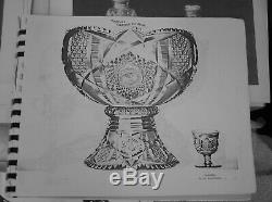 American Brilliant Cut Glass Egginton Cambria 2 Part Punch Bowl Set With Cups