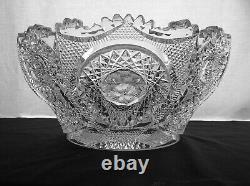 American Brilliant Cut Glass Holiday Punch Bowl 1-1 Quality Orloff By T. B. Clark