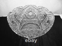 American Brilliant Cut Glass Holiday Punch Bowl 1-1 Rated Waldorf By Clark Wow