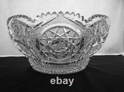 American Brilliant Cut Glass Holiday Punch Bowl 1-1 Rated Waldorf By Clark Wow