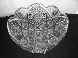 American Brilliant Cut Glass Holiday Punch Bowl 15 Diameter Sultana By Libbey