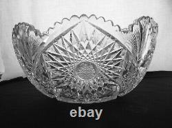 American Brilliant Cut Glass Holiday Punch Bowl 15 Diameter Sultana By Libbey