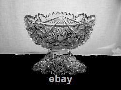 American Brilliant Cut Glass Holiday Punch Bowl Argo By Empire Cut Glass Co