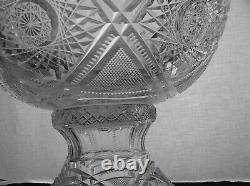 American Brilliant Cut Glass Holiday Punch Bowl Large 14 Diameter 2 Part