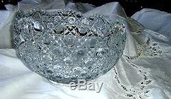 American Brilliant Cut Glass Huge PUNCH Bowl-(Exceptional Cutting & Color)