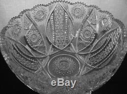 American Brilliant Cut Glass J. Hoare Newport Pattern 12 1/2 Punch Bowl